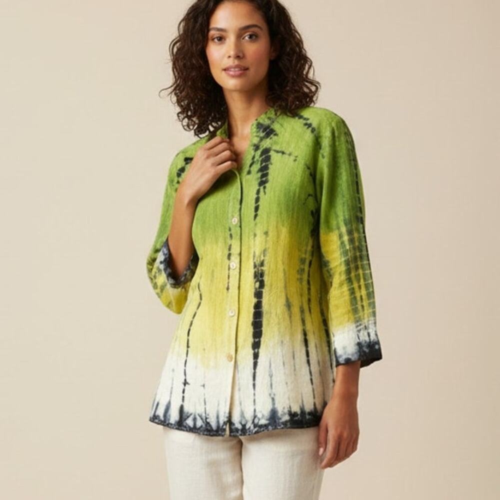 CITRON of Santa Monica Tie-Dye Blouse 3/4 Sleeve size Medium